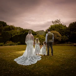 wedding family watch sunset at North Yorkshire wedding
