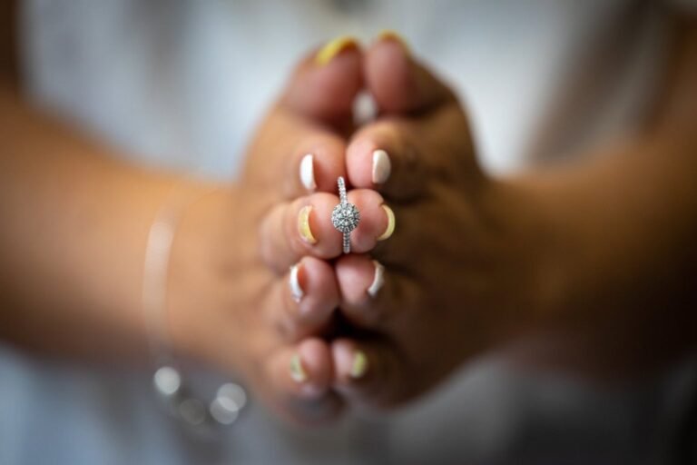 A stunning close-up of a diamond engagement ring, beautiful moment from Northumberland luxury wedding photography session