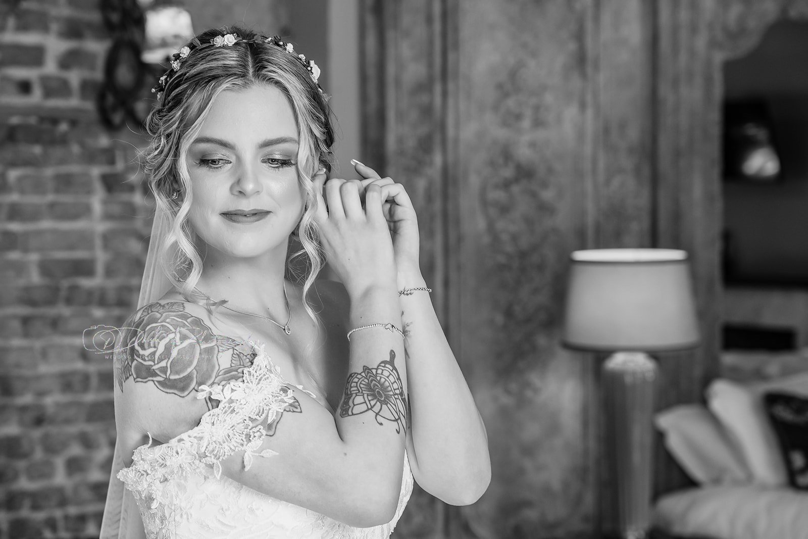 Bride getting ready photography by Northumberland wedding photographer